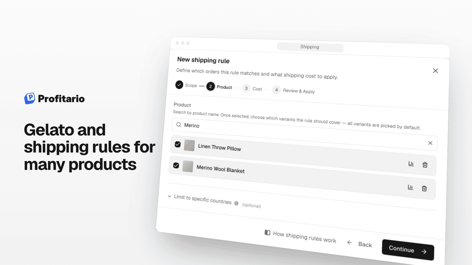 Gelato and shipping rules for many products