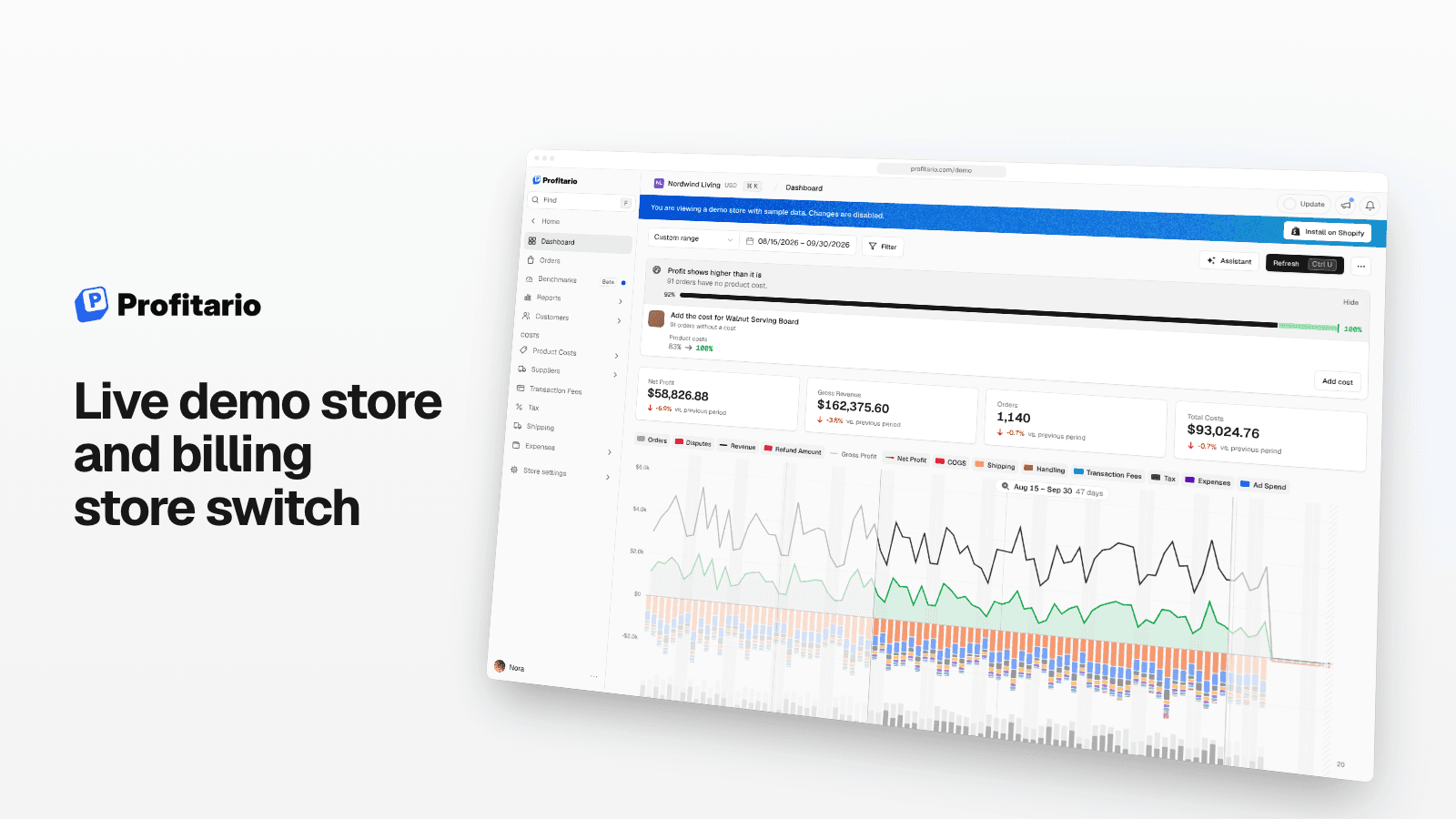 Live demo store and billing store switch