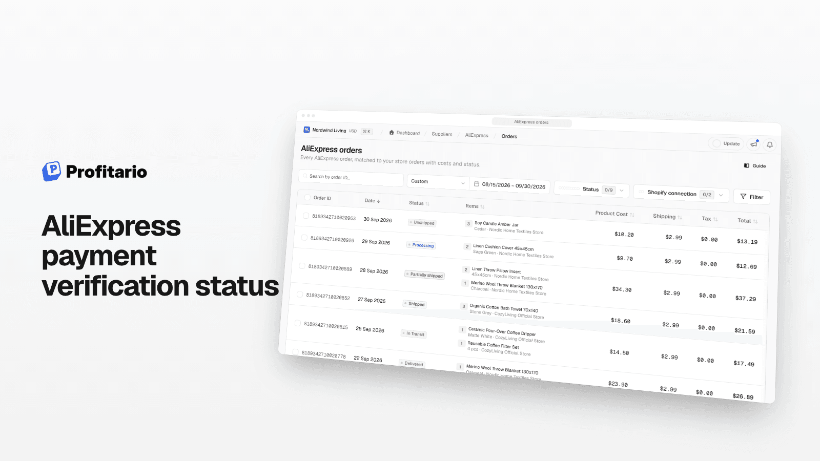 AliExpress payment verification status