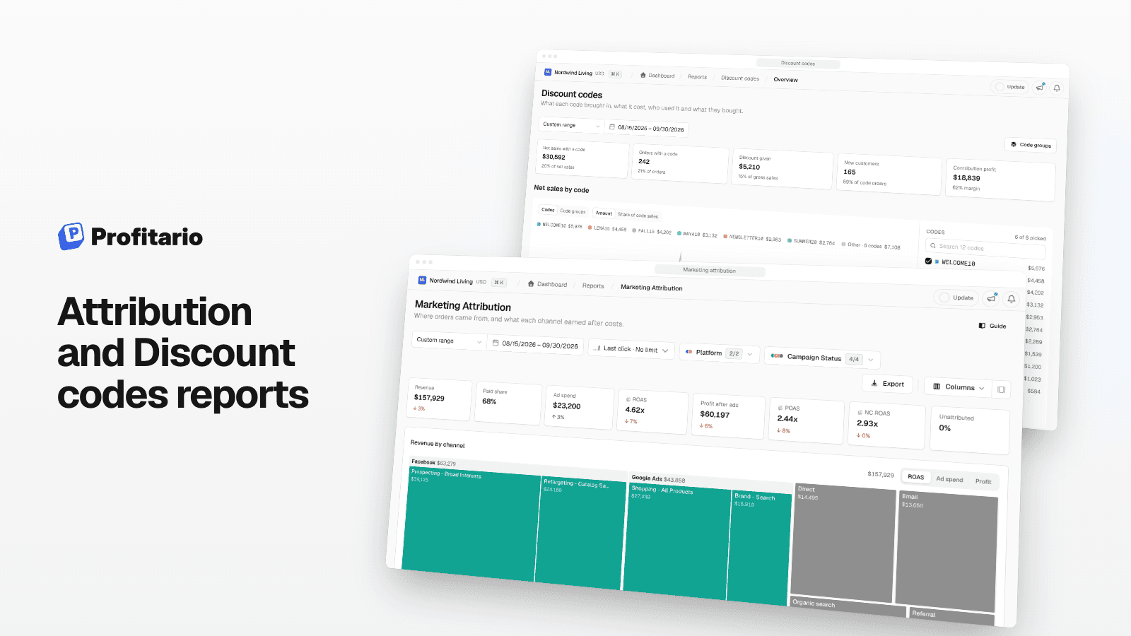 Attribution and Discount codes reports